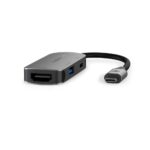 Nedis USB-C naar HDMI en USB-A Adapter, Grijs