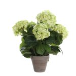 Hortensia Kunstplant in Bloempot Stan – H45 x Ø45 cm – Groen