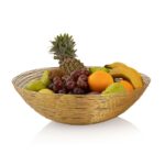 Fruitschaal ø 30 cm H 15 cm Broodmand Fruitmand metaal rond zilver of goud Vita metaaldraadstructuur