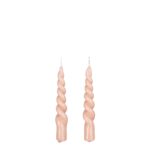 Twist Kaars – Set van 2 – H15 cm – Roze, glanzend