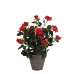 Rozenstruik Kunstplant in Bloempot Stan – H33 x Ø25 cm – Rood