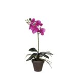 Phalaenopsis Kunstplant in Bloempot Stan – H48 x Ø13 cm – Paars