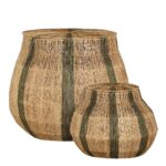 Liliano Mand – Set van 2 – H48 x Ø50 cm – Jute – Donkergroen