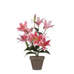 Tijgerlelie Kunstplant in Bloempot Stan – H47 x Ø45 cm – Fuchsia