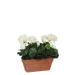 Geranium Kunstplant in Balkonbak – L29 x B13 x H40 cm – Wit