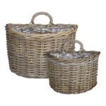 Marcia Plantenmand Muurhanger voor Buiten – Set van 2 – L38 x B26 x H26 cm – Rotan – Grijs