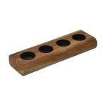 Waxinelichthouder 4 lichts – 10x30x4 – Naturel/Zwart – Teak