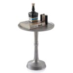 Bijzettafel metaal rond ø 44×52 cm decoratieve tafel Adlon zilver of goud met design middenvoet aluminium