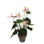 Anthurium Kunstplant in Bloempot Stan – H40 x Ø30 cm – Lichtroze