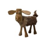 Schaap Shawn klein – 32x14x32 – Wit/bruin/Natural – Teak/geitenleer