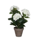 Hortensia Kunstplant in Bloempot Stan – H40 x Ø35 cm – Wit