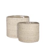 Atlantic Plantenmand – Set van 2 – H26 x Ø30 cm – Crème