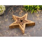 Decoratieve sterfiguren set van 3 houten figuren 26/17/10 cm kerstdecoratie mangohout