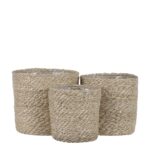 Atlantic Plantenmand – Set van 3 – H16 x Ø16 cm – Jute – Crème