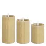 LED Pilaarkaars – Set van 3 – H15 x Ø8 cm – Wax – Taupe