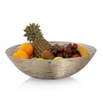 Fruitschaal ø 40 cm H 13 cm Broodmand Fruitmand metaal rond zilver of goud Vita metaaldraadstructuur