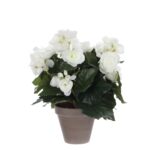 Begonia Kunstplant in Bloempot Stan – H30 x Ø25 cm – Wit