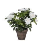 Azalea Kunstplant in Bloempot Stan – H27 x Ø20 cm – Wit