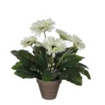 Gerbera Kunstplant in Bloempot Stan – H35 x Ø30 cm – Wit