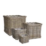 Marcia Plantenmand Buiten – Set van 4 – L33 x B33 x H30 cm – Rotan – Grijs