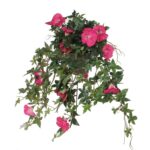 Petunia Kunst Hangplant in Bloempot Stan – L25 x B45 x H50 cm – Donkerroze