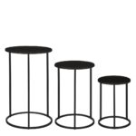 Quinty Bijzettafel – Set van 3 – H50 x Ø32 cm – Metaal – Zwart