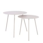 Pontus Bijzettafel – Set van 2 – H45 x Ø55 cm – Metaal – Beige