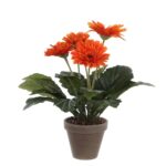 Gerbera Kunstplant in Bloempot Stan – H35 x Ø30 cm – Oranje