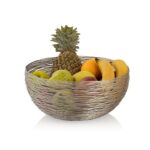 Fruitschaal ø 30 cm H 15 cm Broodmand Fruitmand metaal rond zilver of goud dollce metalen draadstructuur