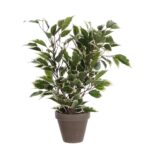 Ficus Natasja Kunstplant in Bloempot Stan – H40 x Ø30 cm – Groen Bont