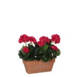 Geranium Kunstplant in Balkonbak – L29 x B13 x H40 cm – Donkerroze