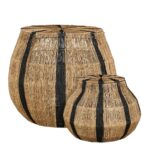 Liliano Mand – Set van 2 – H48 x Ø50 cm – Jute – Zwart