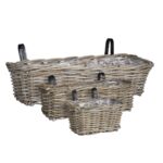 Marcia Balkon Plantenbak – Set van 3 – L60 x B19 x H15 cm – Rotan – Grijs