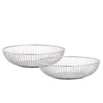 Broodmand set 2 delige fruitschaal rond ø 28×7,5 cm broodmand Rome metaal zwart of zilver fruitmand