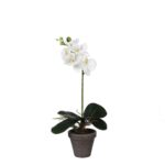 Phalaenopsis Kunstplant in Bloempot Stan – H48 x Ø13 cm – Wit