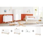 Pinolino Babykamer 4-delige Set met ledikant, brede commode, 2-deurs kledingkast, wandplank