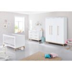 Pinolino Babykamer “Riva” 3-delige Set – met kinderbed, extra brede commode, en grote kledingkast