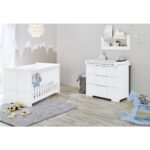 Startset ‘Polar’ breed, incl. wandplank
3 delen: ledikant, brede commode, wandplank