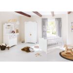 Pinolino Babykamer 4-delige Set – met kinderbed, brede commode met open kast en 2-deurs kledingkast