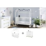 Startset ‘Hilda & Riva’ breed, wit
2 delen: huisbed, brede commode