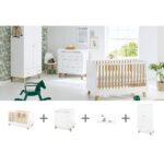 Pinolino Babykamer 4-delige Set – met ledikant, brede commode, 2-deurs kledingkast en wandplank