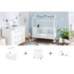 Pinolino Babykamer 3-delige Set “Hilda en Pan” – met kinderbed, brede commode en wandplank