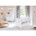 Pinolino Babykamer 3-delige Set – met kinderbed, een brede commode met plank eenheid