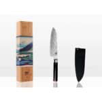 Mes – Santoku met bamboe Saya en bamboedoos – lemmet 180 mm