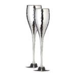 EDZARD set van 2 champagne fluit Dodo, gehamerd, verzilverd, hoogte 23 cm, inhoud 200 ml