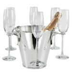 EDZARD champagnekoeler flessenkoeler Calo met 6 glashouders, zwaar verzilverd, hoogte 21 cm