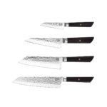 Messenset – De Bunka Complete Set: 4 messen (Bunka Schilmes 90 mm + Bunka Petty 135 mm + Bunka Santoku 170 mm + Kiritsuke 210 mm) – elk mes wordt geleverd met zijn bamboedoos en zijn magnetische saya