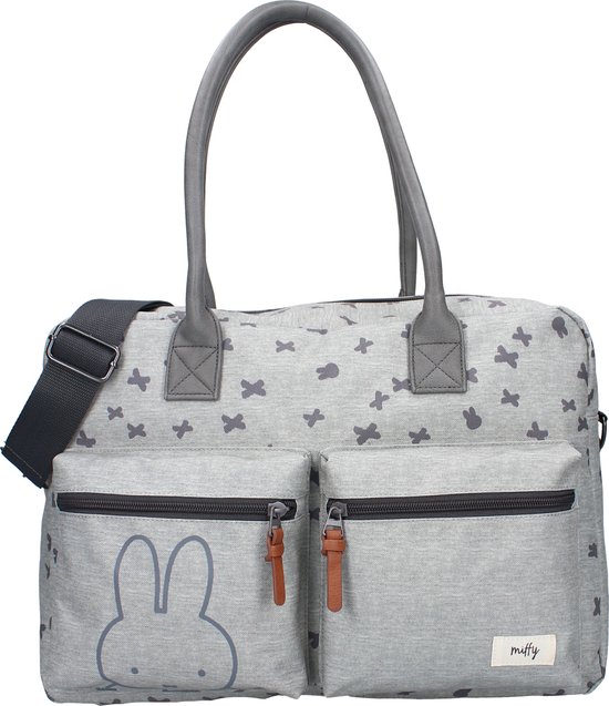 Miffy Care Chase Your Dreams - Luiertas - Grijs - Baby - Verschoonmatje - Verstelbare Schouderband - Ophanglussen Kinderwagen - Nijntje