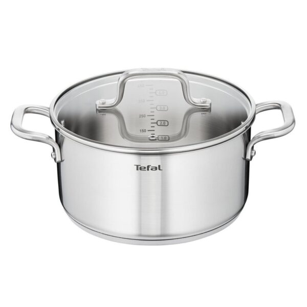 Wonen, Huishouden, Koken & Tafelen - Tefal Virtuoso Kookpan + Glazen Deksel – 24 cm – Zilver