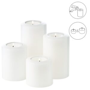 EDZARD set van 4 theelichthouders, permanente kaarsen, Cornelius Pine, ø 6 cm, hoogte 6, 8, 10, 12 cm, hittebestendig tot 90°